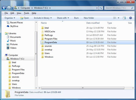 รูปแสดง ProgramData folder