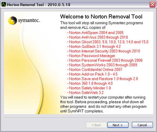 Norton Remove Tool
