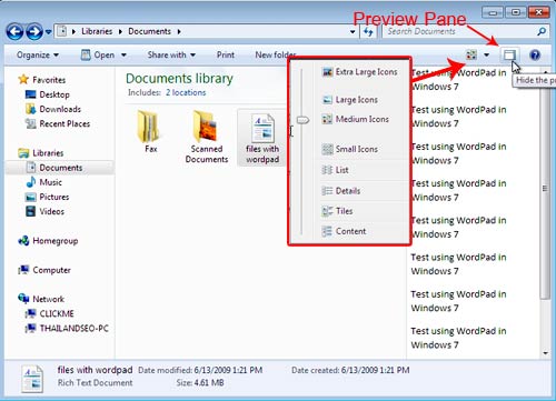 Preview Pane Windows 7