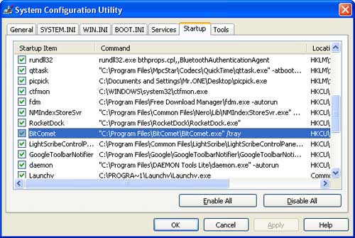 System Configuration Windows XP