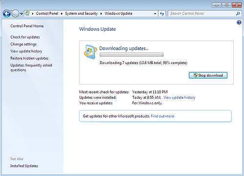 downloading Windows updates