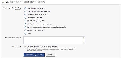 Defactivate Account Facebook