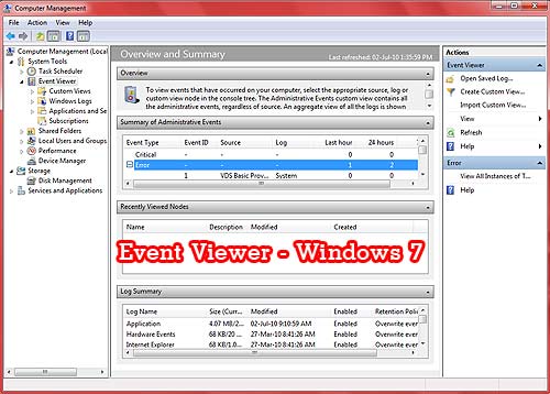 Event Viewer Windows 7