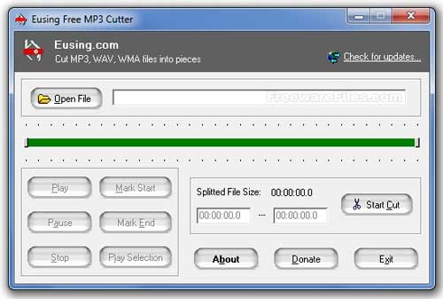 Eusing Free MP3 Cutter Screen