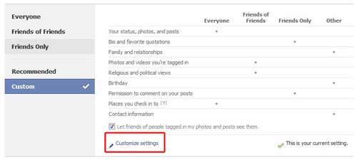 Privacy Settings Facebook