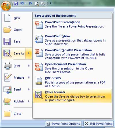 Save as to Photos PowerPoint 2007