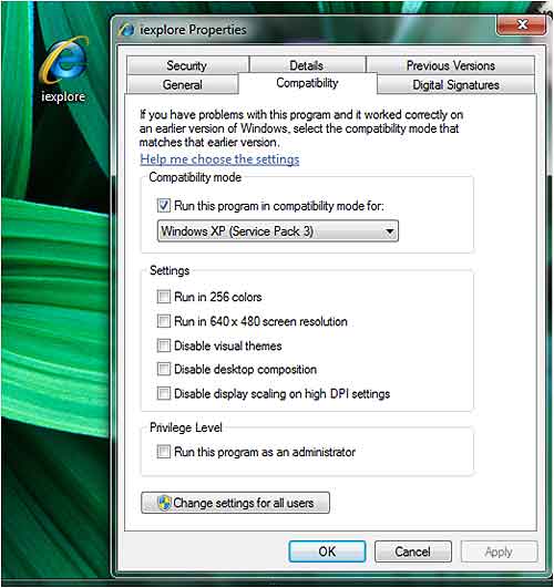 Compatibility Mode Windows 7