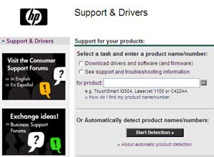 HP Support & Drivers link