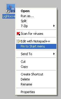 Pin to start menu