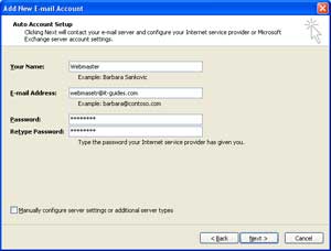 Setup mail in MS Outlook 2007