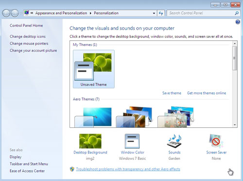 Personalization in Windows 7