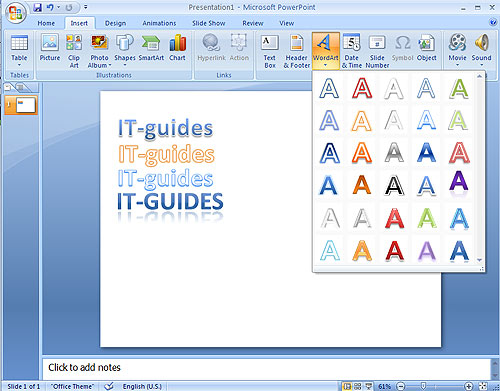 new WordArt Microsoft Office 2007